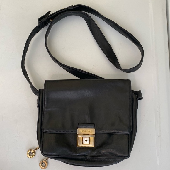 Perlina Handbags - PERLINA BLACK LEATHER CROSSBODY BAG